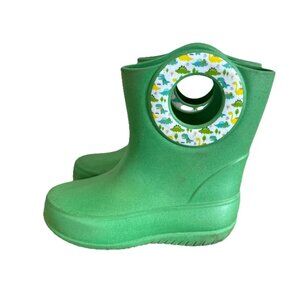Okabashi Green Kendall Toddler Rain Boots Size 10 Dinosaurs Trex Outdoor Pull On